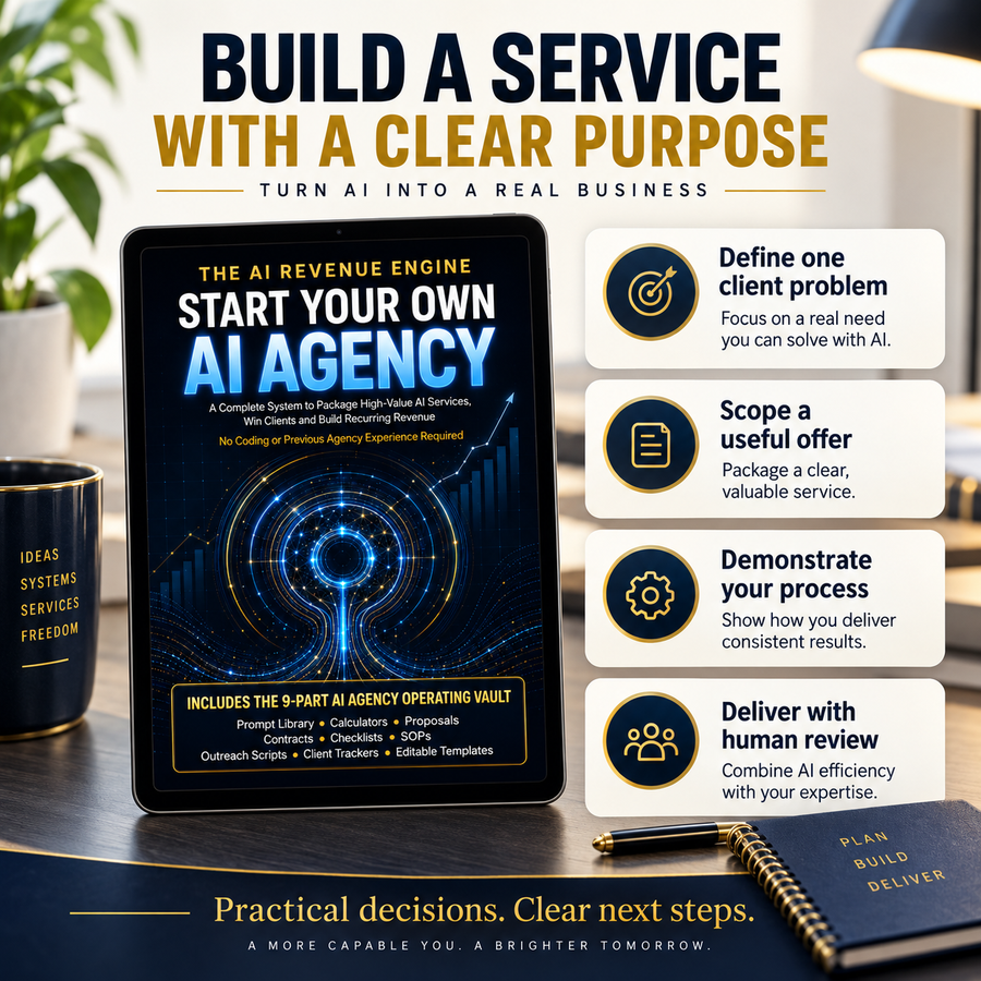 AI agency guide benefits: define a client problem, scope an offer, demonstrate the process and include human review