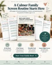 250-page family screen time workbook with 30-day reset, printable tools and five-part maintenance system