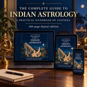 The Complete Guide to Indian Astrology shown on laptop, tablet and smartphone