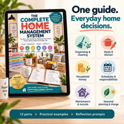 Home Management guide contents: organising, meals, money, schedules, maintenance and seasonal planning