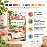 Four reading journal benefits: plan your next books, track progress, capture thoughts and favourites, and build a reading routine