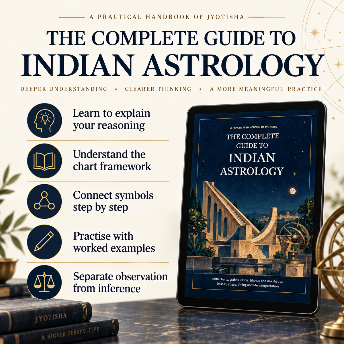 Indian astrology guide benefits including chart foundations, worked examples and practical study