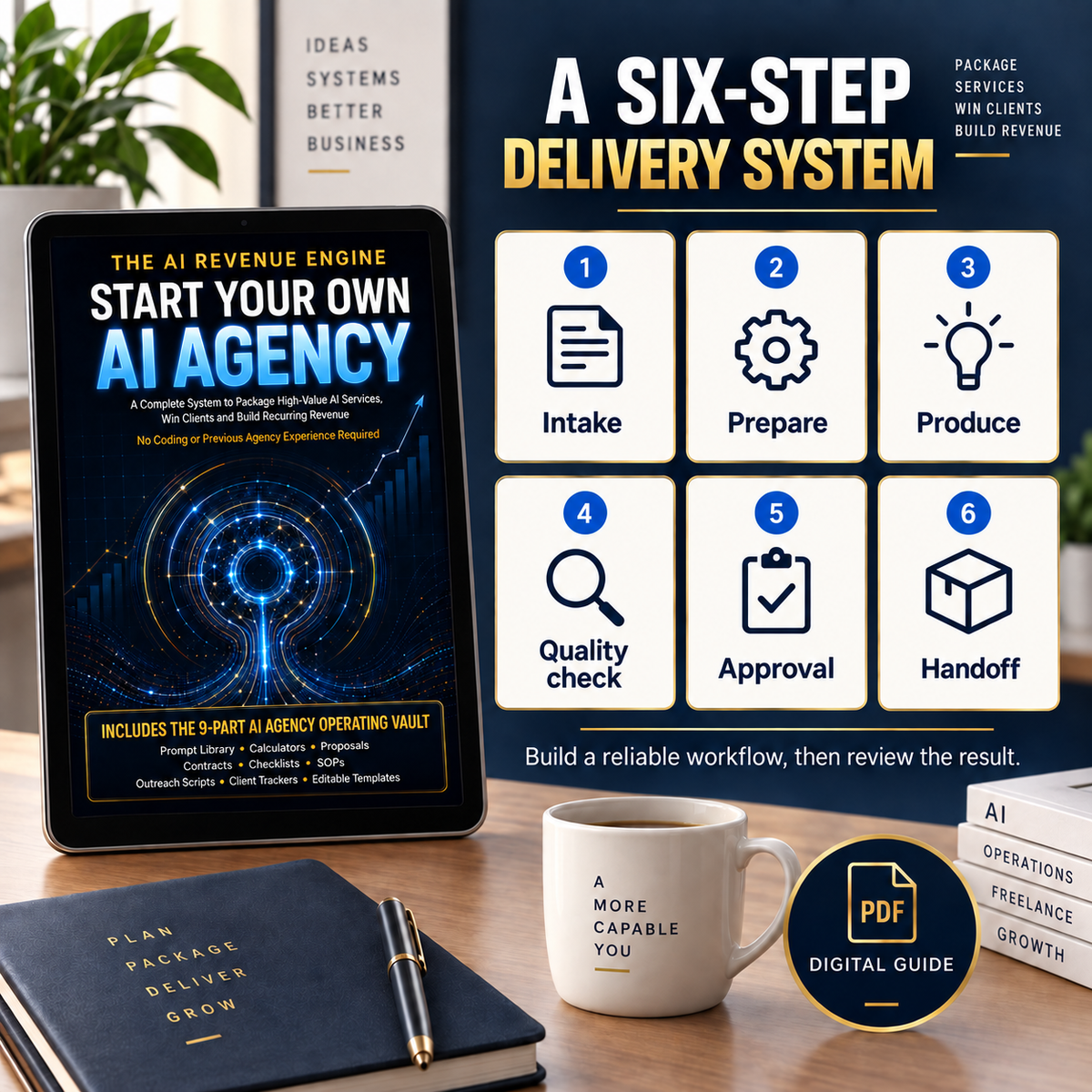 AI agency delivery framework: intake, prepare, produce, quality check, approval and handoff