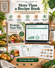 Everyday High-Protein Eating digital bundle for practical meal planning on laptop and tablet