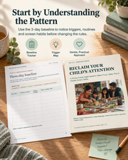 Three-day screen-time baseline and trigger tracking tools to understand family media patterns before changing rules