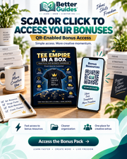 QR-enabled bonus resource access for Tee Empire in a Box creative tools, design libraries and prompt resources