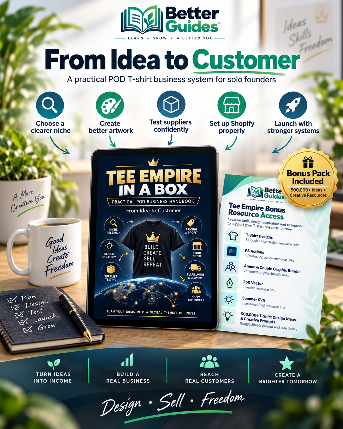 From idea to customer with Tee Empire in a Box: niche, artwork, suppliers, Shopify setup and launch systems
