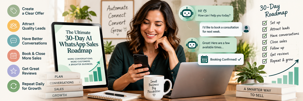 AI WhatsApp sales roadmap preview for small businesses covering customer conversations, follow-up, bookings and sales growth