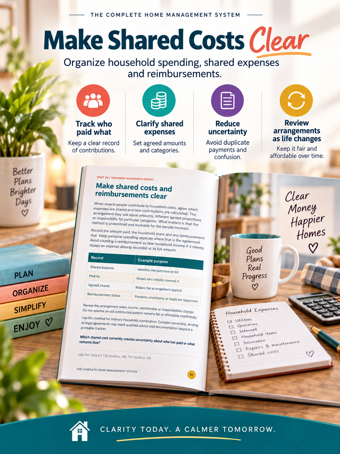 The Complete Home Management System digital guide for organizing routines, meals, money, schedules and household records