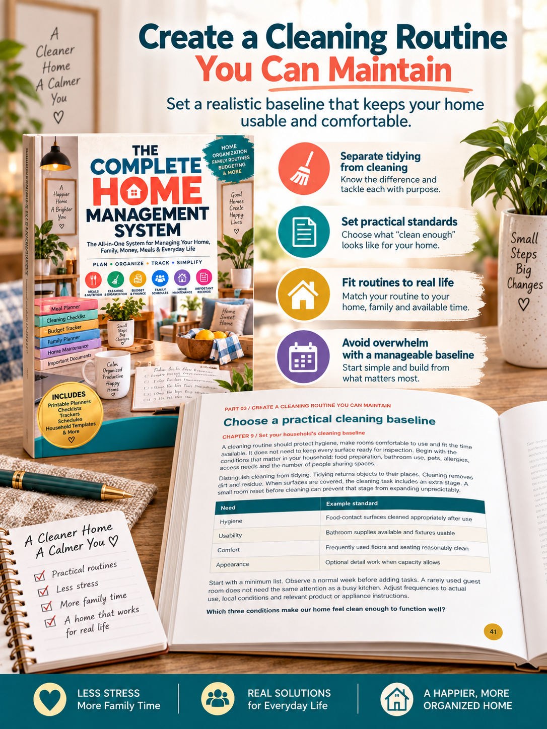 The Complete Home Management System sample showing how to create a practical cleaning routine you can maintain