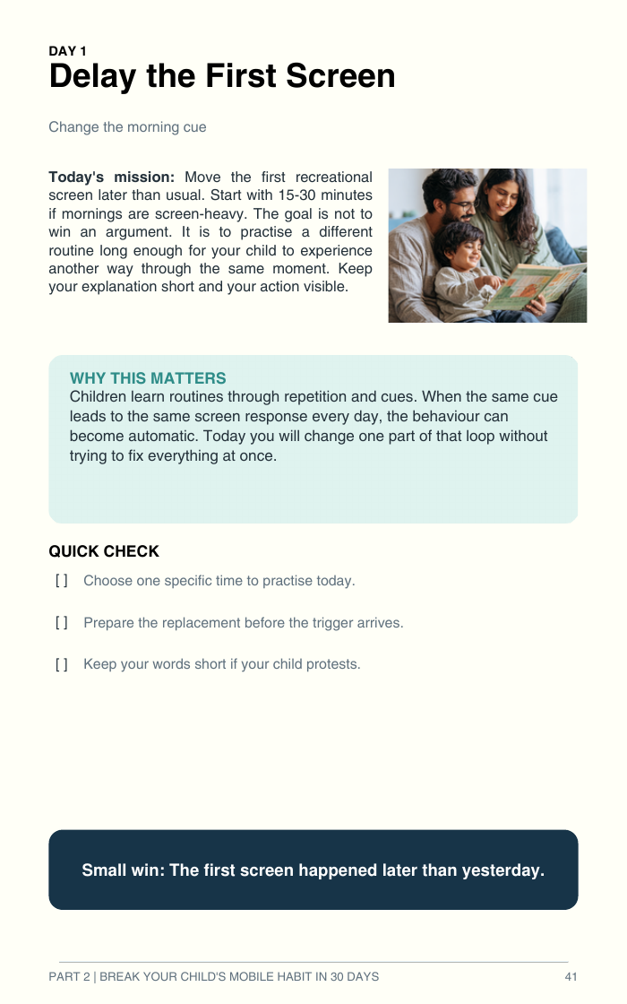 Sample page: Day 1 - Delay the First Screen